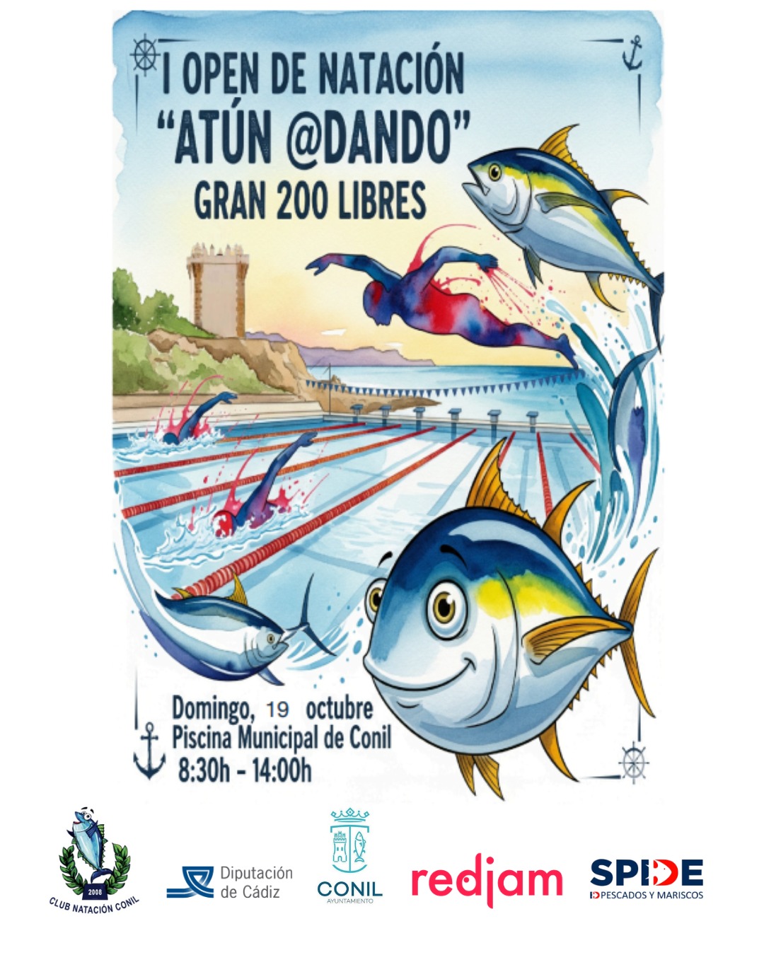 El Club Natación Conil celebra el I Open de Natación “Atún @dando – Gran 200 Libres”